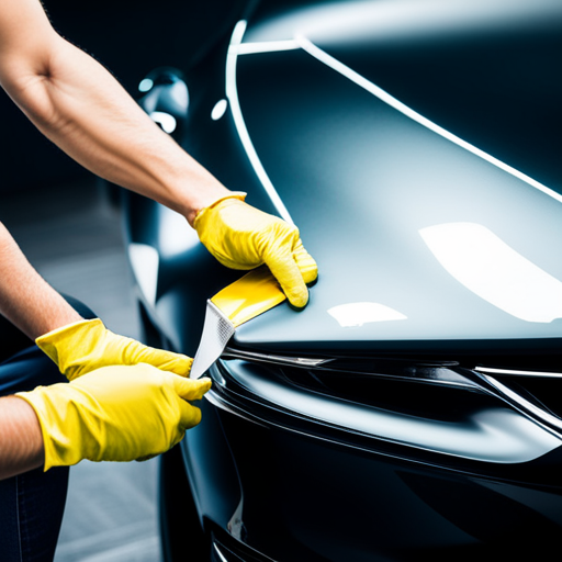 Workers install Paint Protection Film process